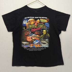 Universal Studios Retro See The Stars Ride The Movies Youth T Shirt M Black